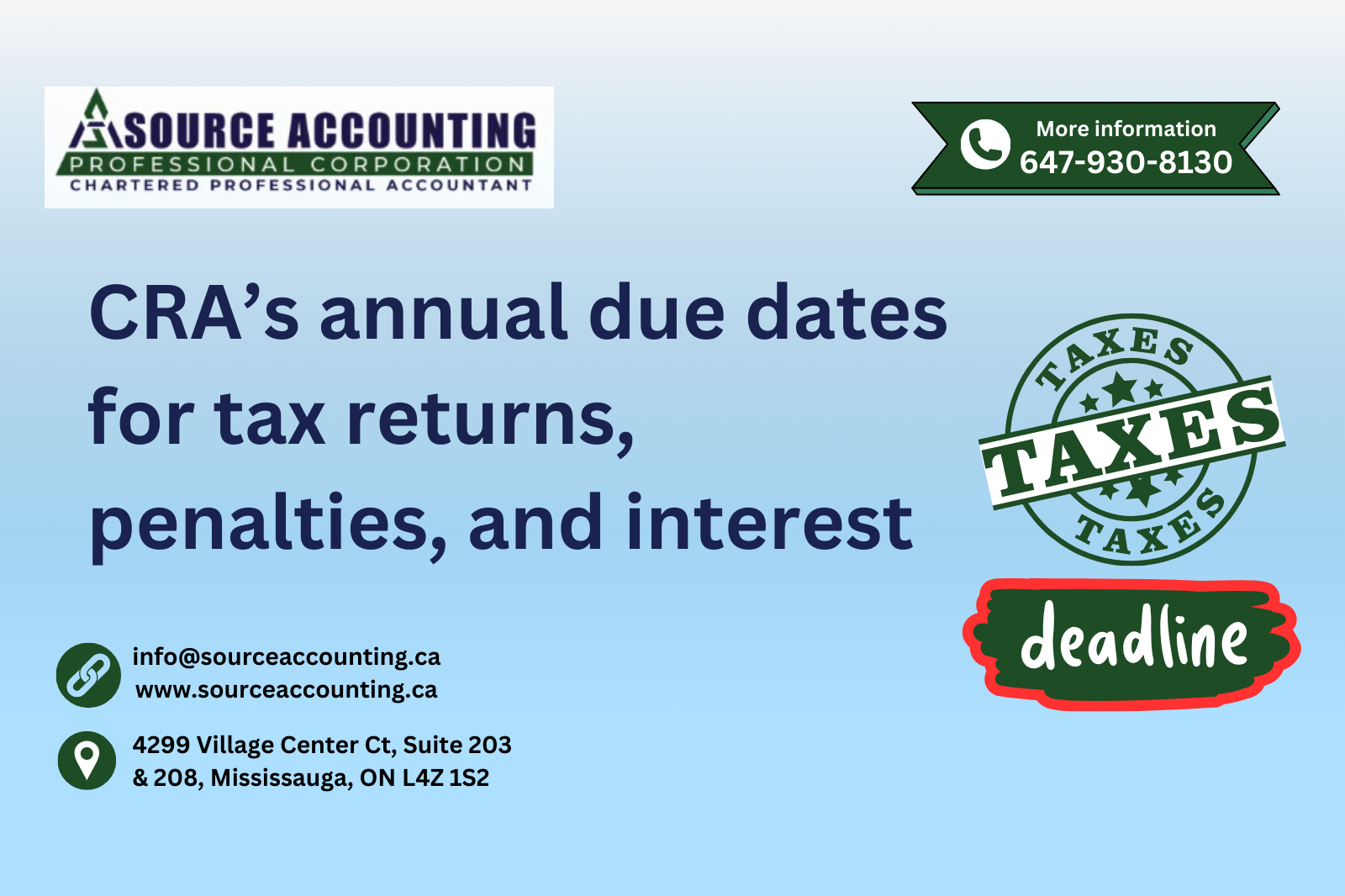 CRA tax filing deadlines, interest and penalties